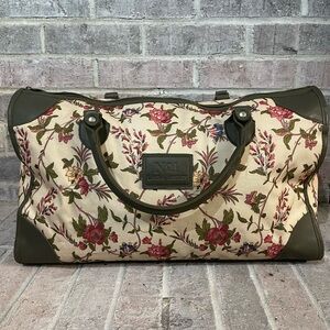 Floral Canvas Travel Bag with Green Accents